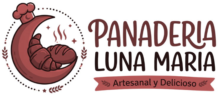 logo panaderia luna maria rojo y negro